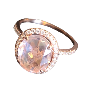 LAFONN | Rose Gold Plated Sterling Silver with Oval Morganite Stone‎ ~ Size 10.5